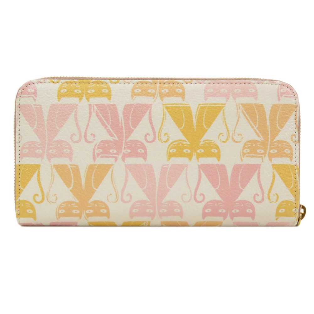 Miu Miu Zipper Cat Wallet Motif Round Long Leather Black